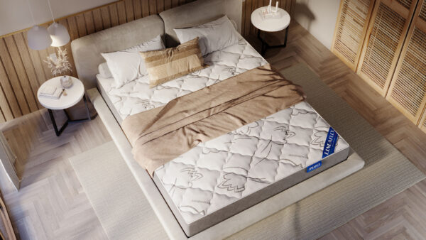 Матрас Lineaflex в чехле Extra Premium Antibatterico в интерьере спальной комнаты