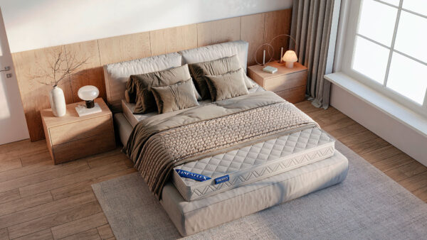 Матрас Lineaflex в чехле Premium Eco в интерьере спальной комнаты