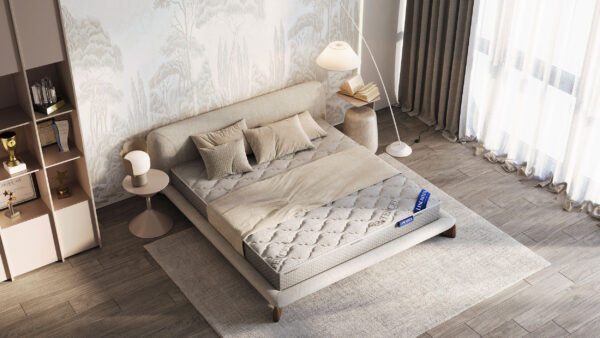 Матрас Lineaflex в чехле Premium Tencel в интерьере спальной комнаты